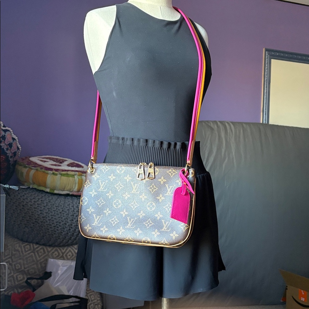 Louis Vuitton Brown and Pink Monogram Crossbody Bag